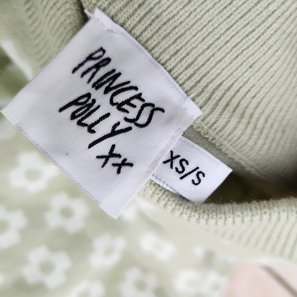 Princess Polly Adora Set Sage Bellbotton Flower Crop Top Set Matching - Picture 6 of 7